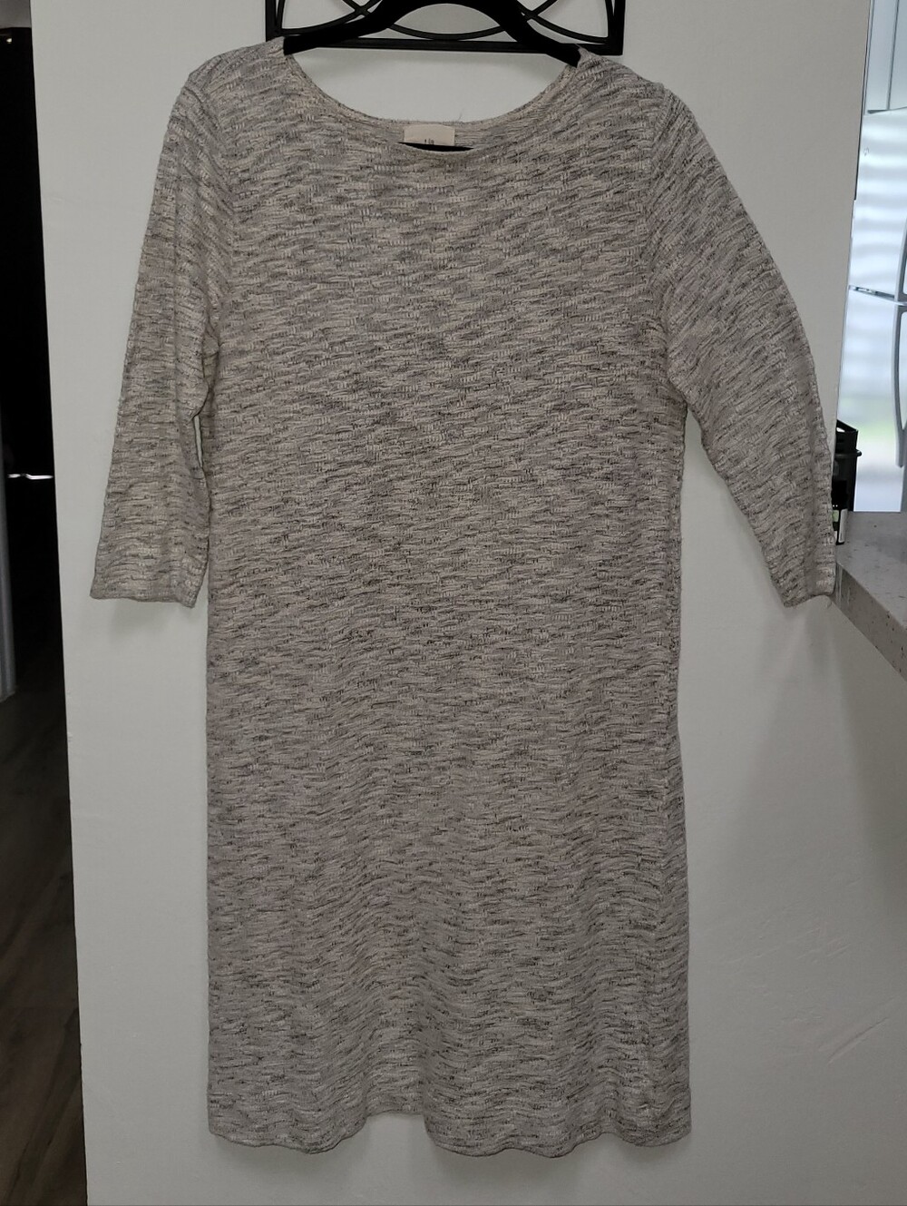 Anthropologie t.la Grey Marled Knit Shift Dress Sz M Casual Minimalist Cozy